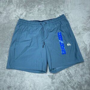 Quiksilver Mens 4-Way Stretch Drawstring Shorts L Blue 7" Inseam a0128